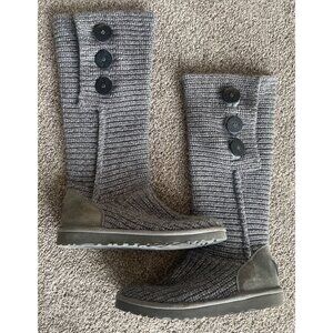 UGG Cardy #5819 Gray Classic Tall Knit Sweater Boots Womens 8 / 39
